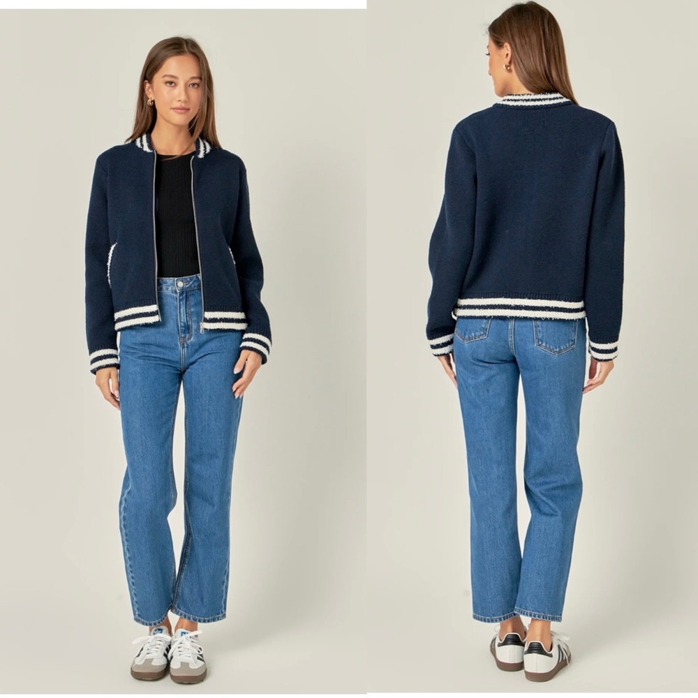 ENGLISH FACTORY KNIT BOMBER JACKET